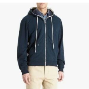 Shipley & Halmos zip front quilted lining hoodie jacket navy size medium‎